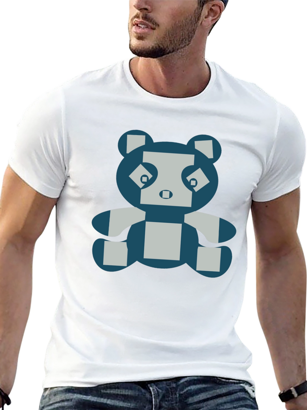Pixel Panda Graphic Tee - Black Cotton Blend