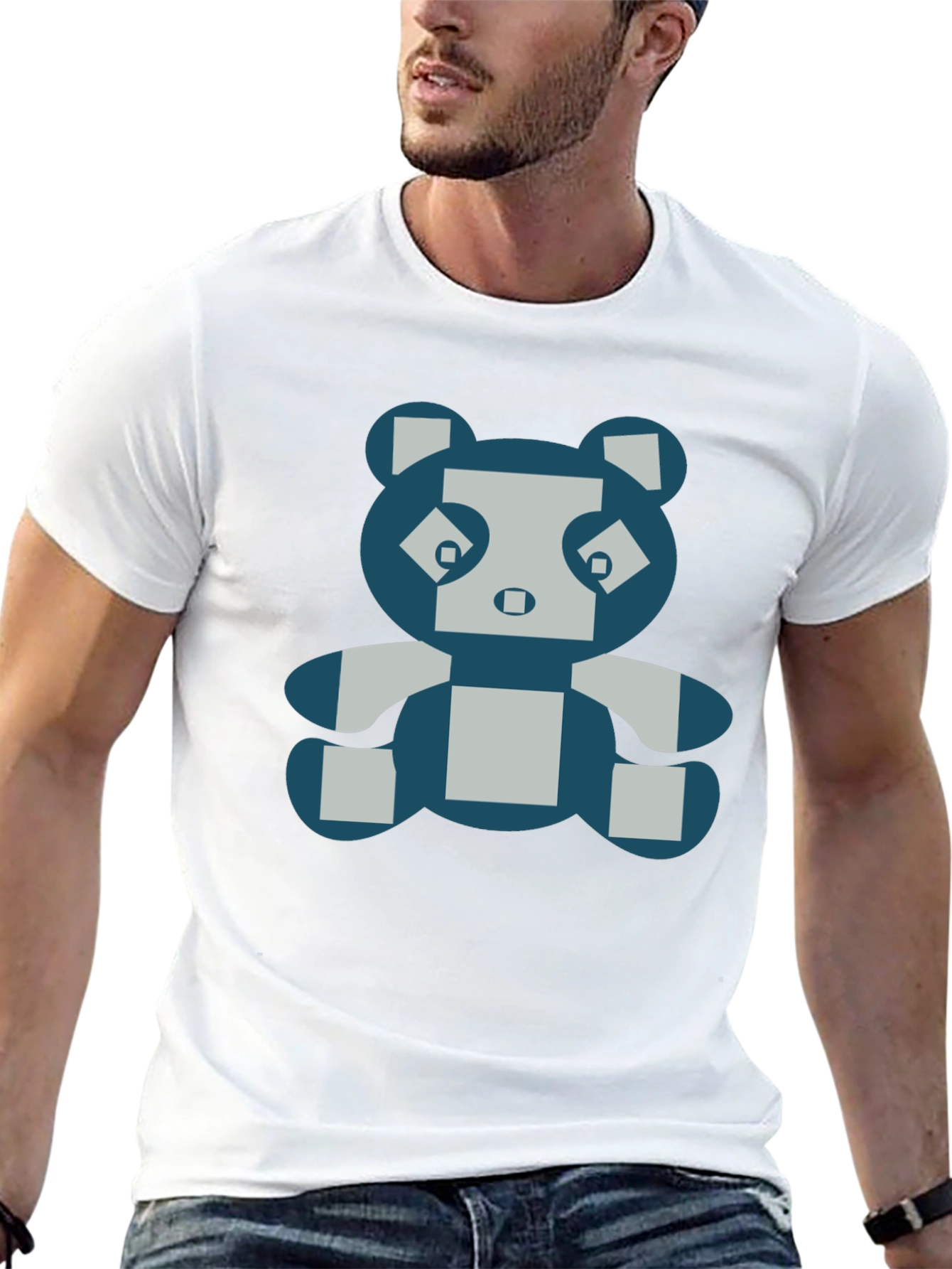 Pixel Panda Graphic Tee - Black Cotton Blend