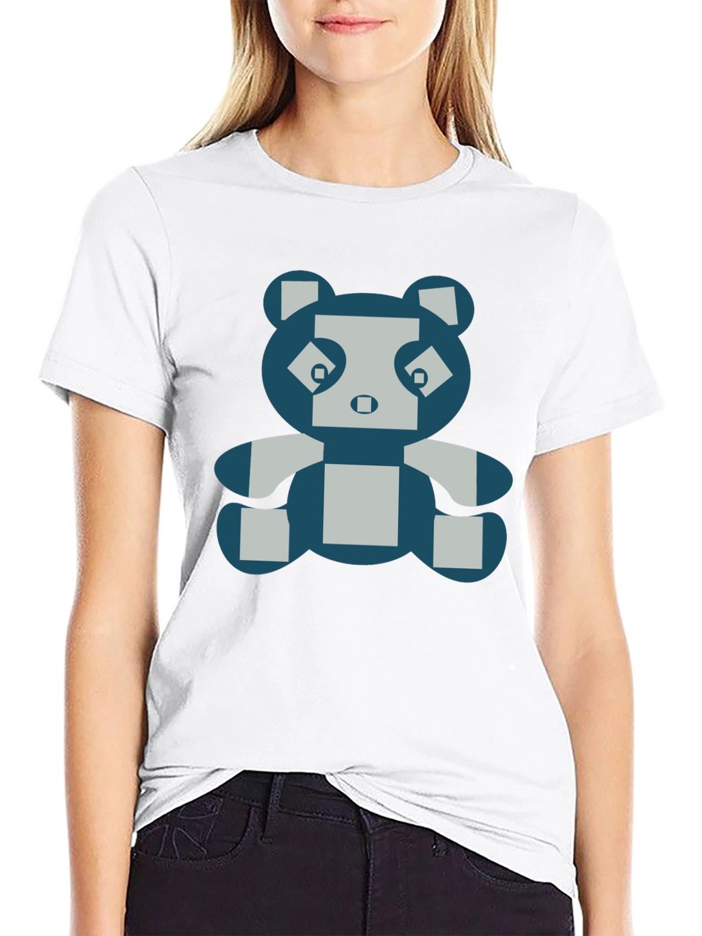 Pixel Panda Graphic Tee - Black Cotton Blend