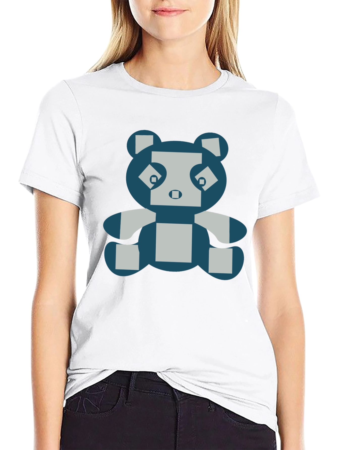 Pixel Panda Graphic Tee - Black Cotton Blend