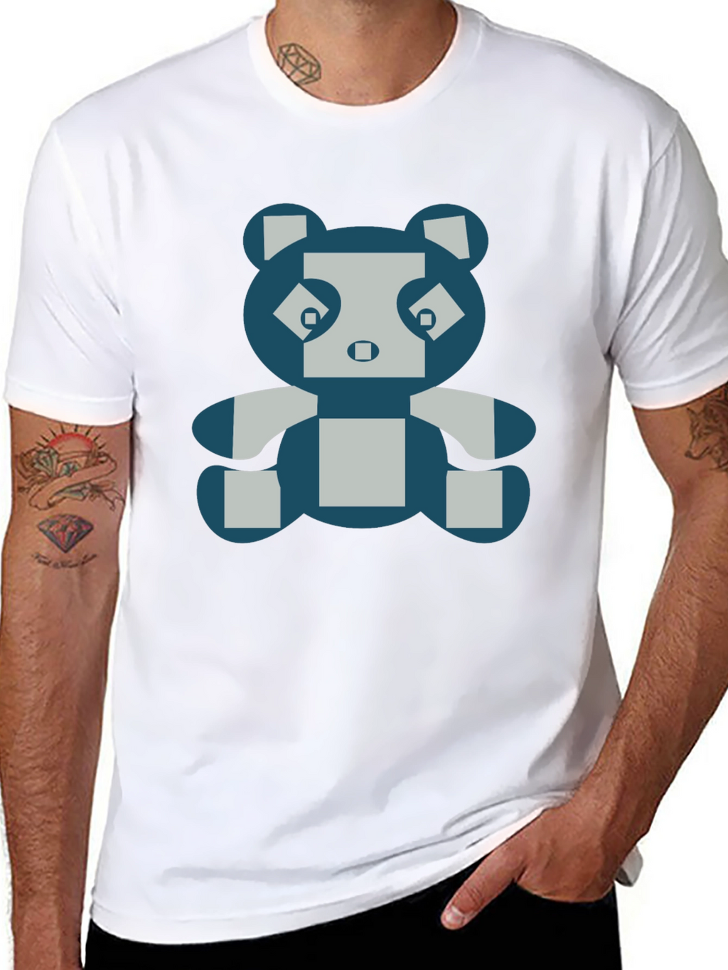 Pixel Panda Graphic Tee - Black Cotton Blend