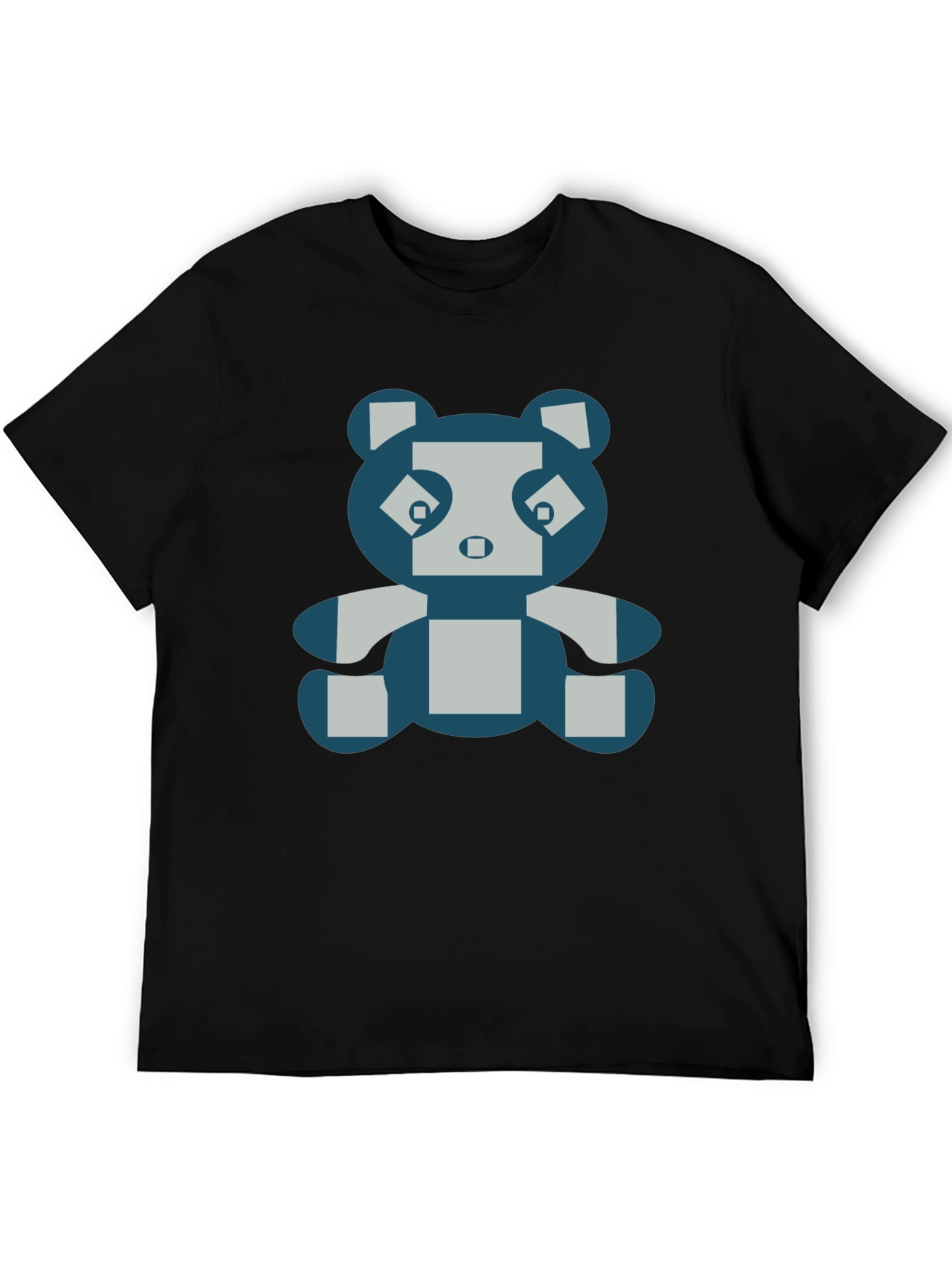 Pixel Panda Graphic Tee - Black Cotton Blend