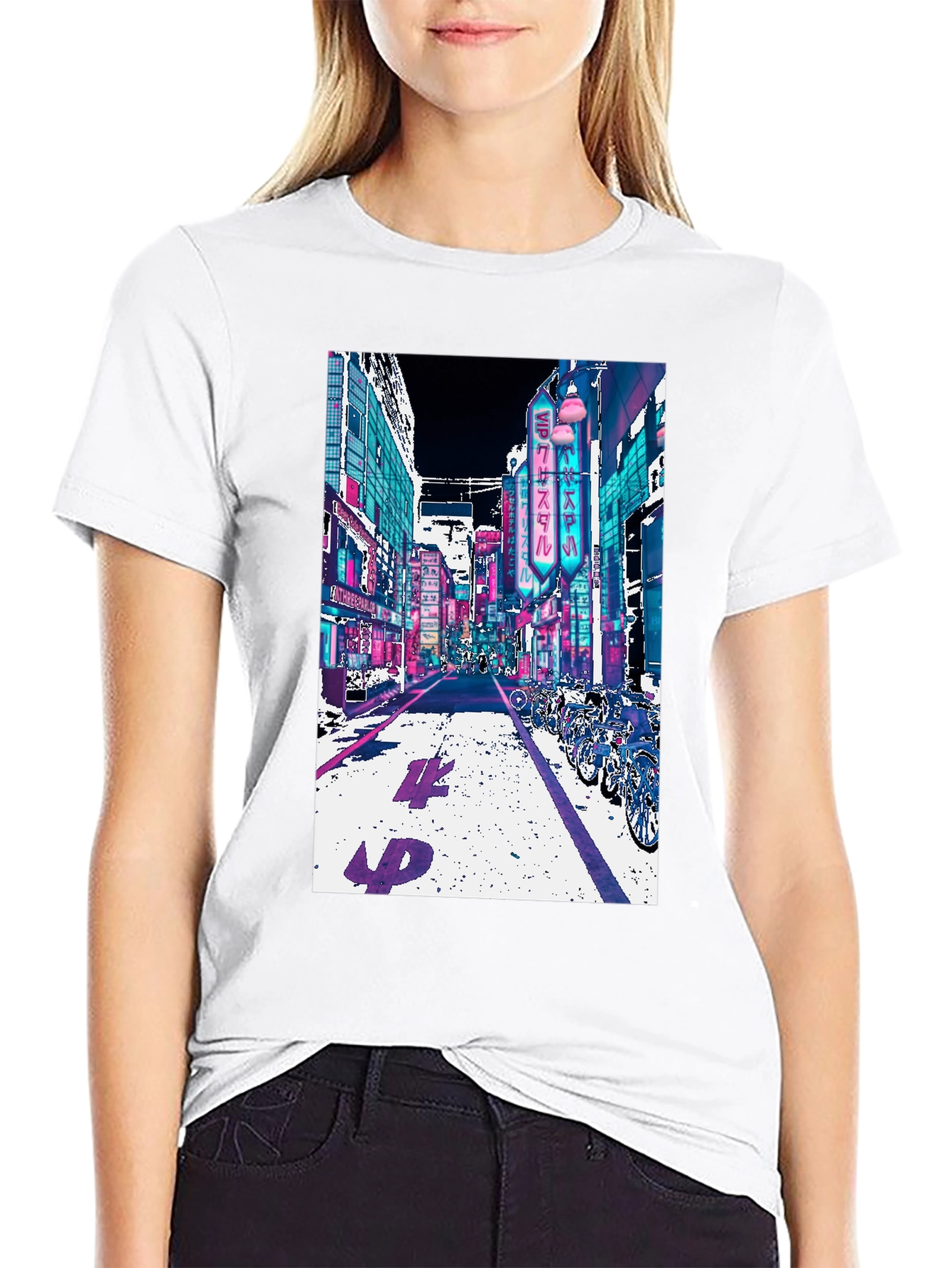 Neon Cityscape Graphic Tee