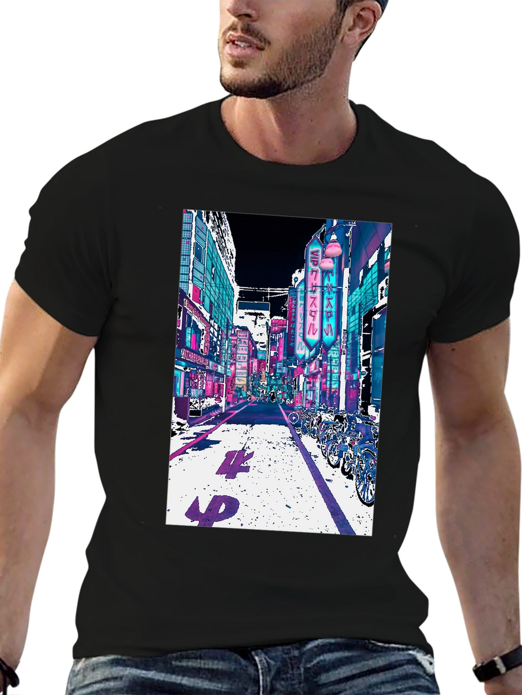 Neon Cityscape Graphic Tee
