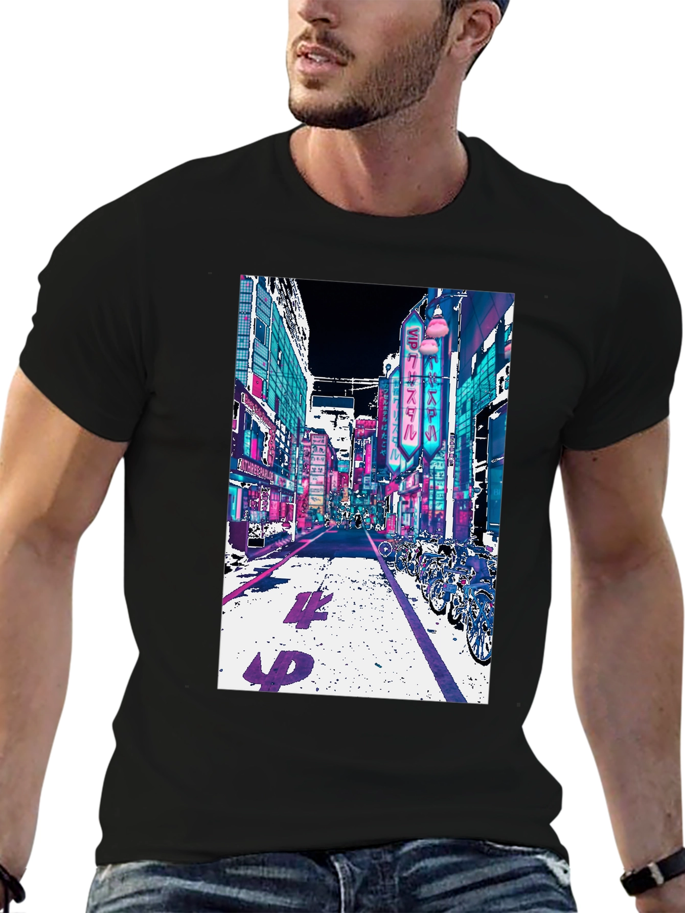Neon Cityscape Graphic Tee
