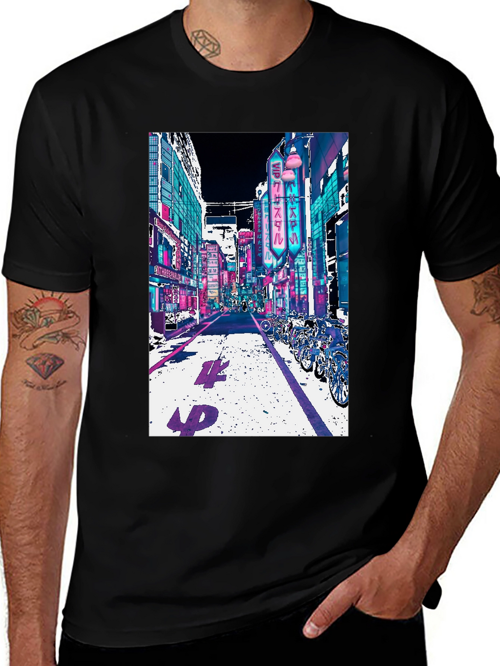 Neon Cityscape Graphic Tee