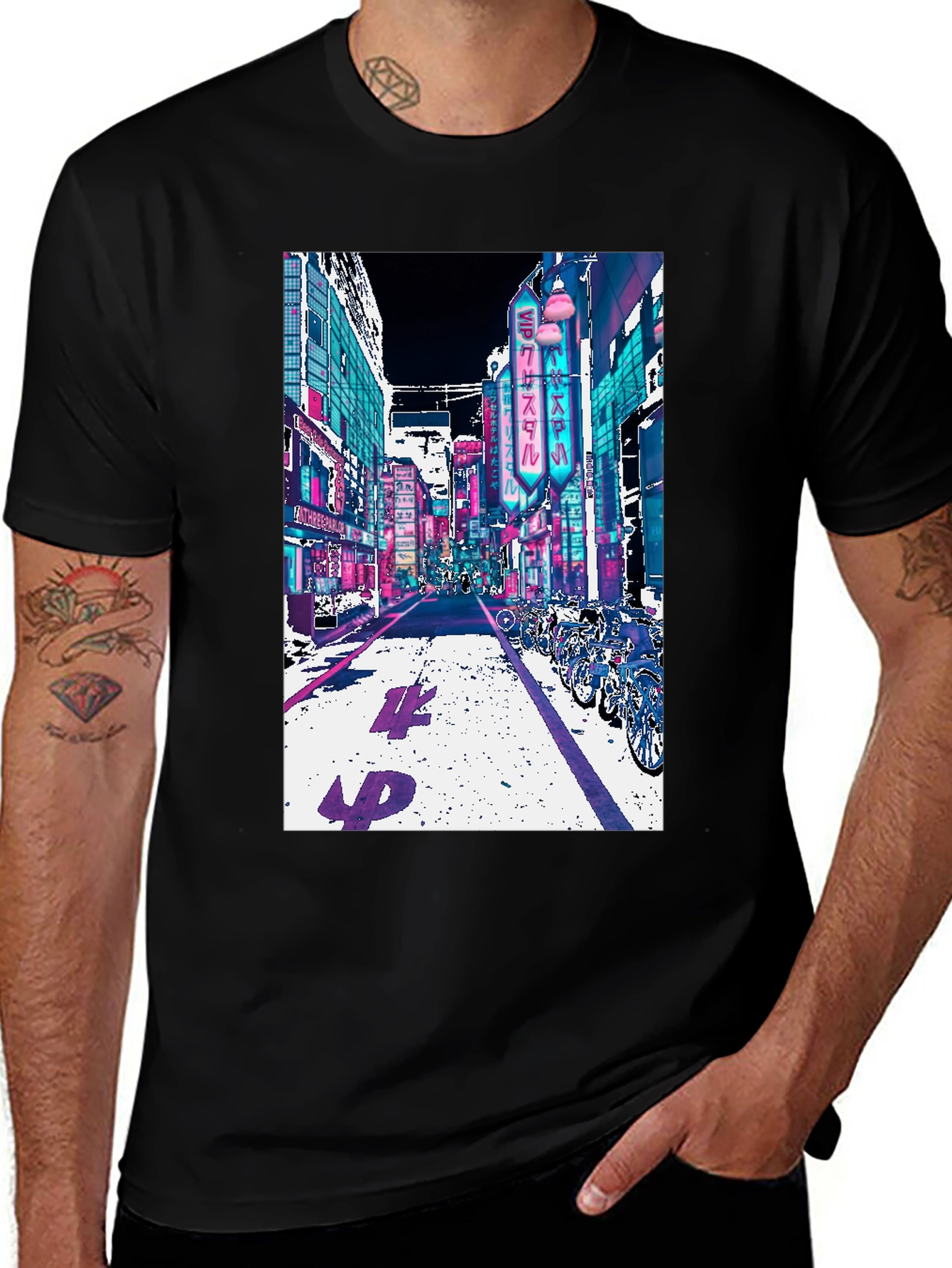 Neon Cityscape Graphic Tee