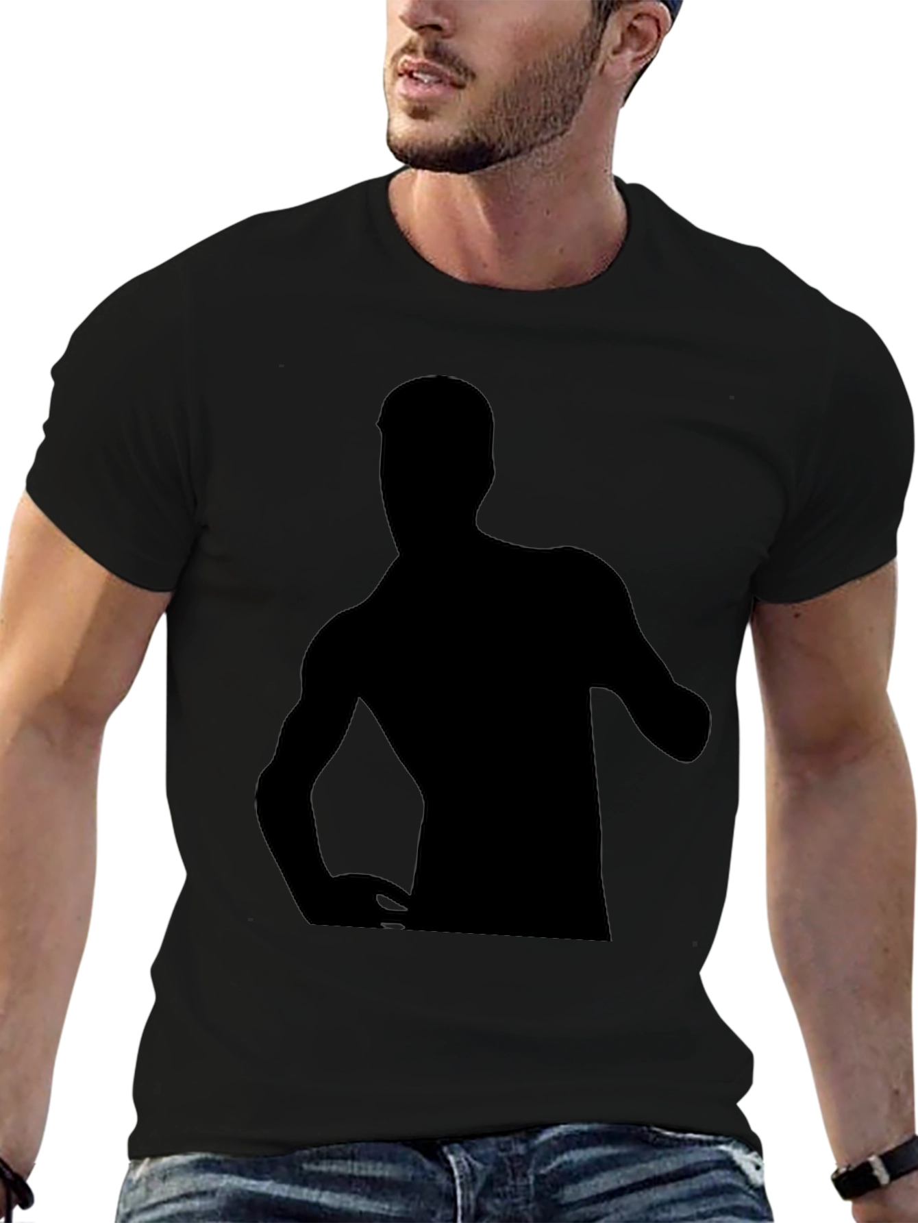 Black T-Shirt with Silhouette Graphic