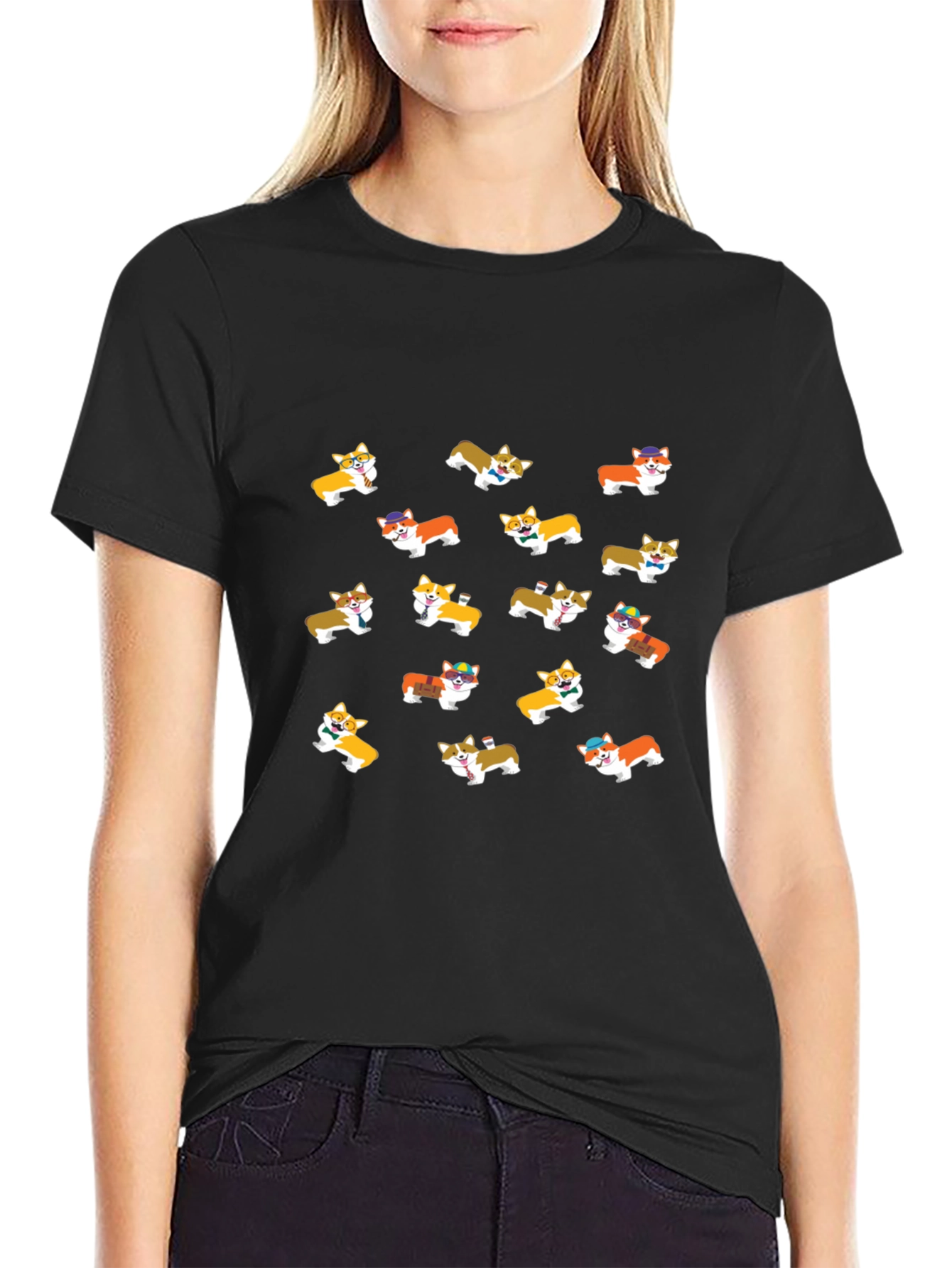Corgi Print T-Shirt - Whimsical & Fun Design