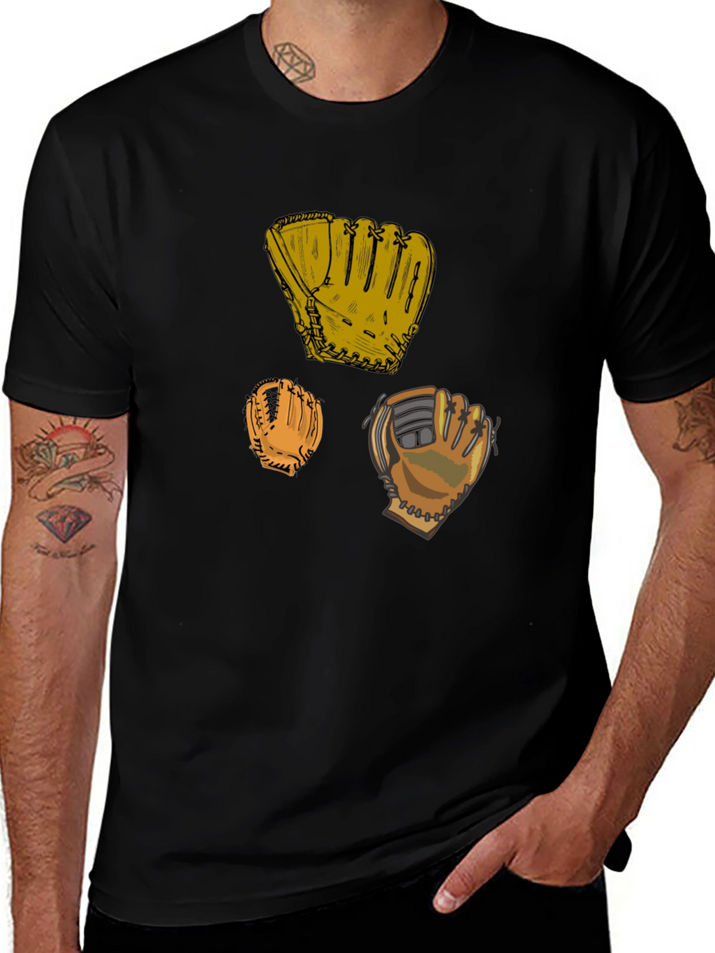 Baseball Glove Graphic Black T-Shirt