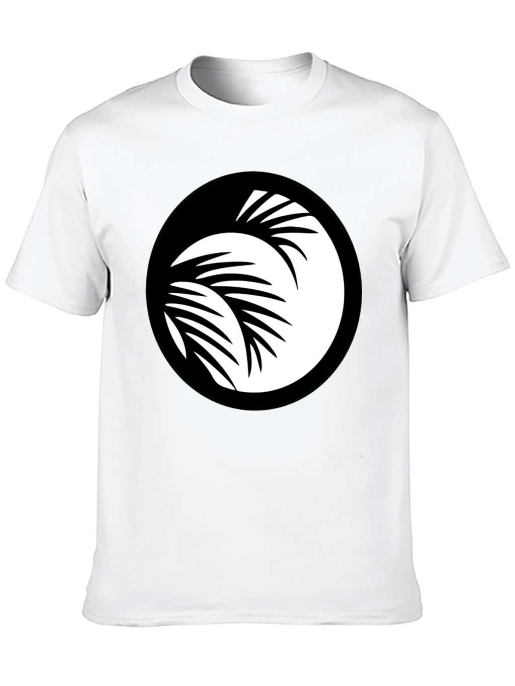 Black T-Shirt with Palm Leaf Circle Graphic