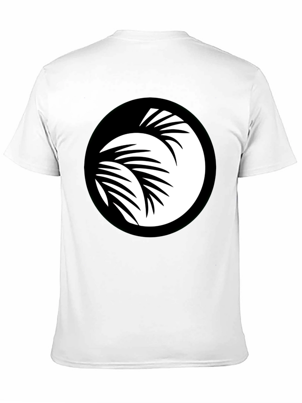 Black T-Shirt with Palm Leaf Circle Graphic