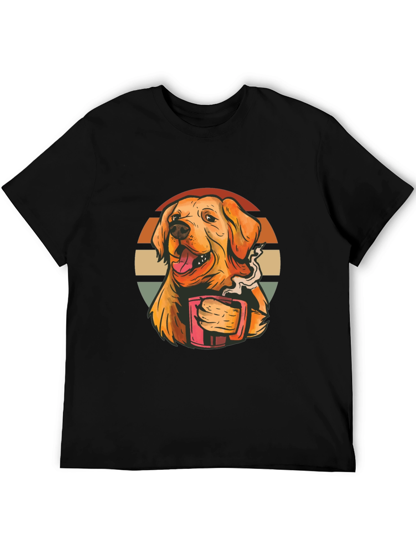 Dog Lover Tee: Golden Retriever Coffee Graphic T-Shirt