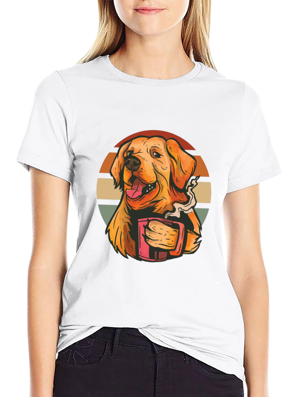 Dog Lover Tee: Golden Retriever Coffee Graphic T-Shirt