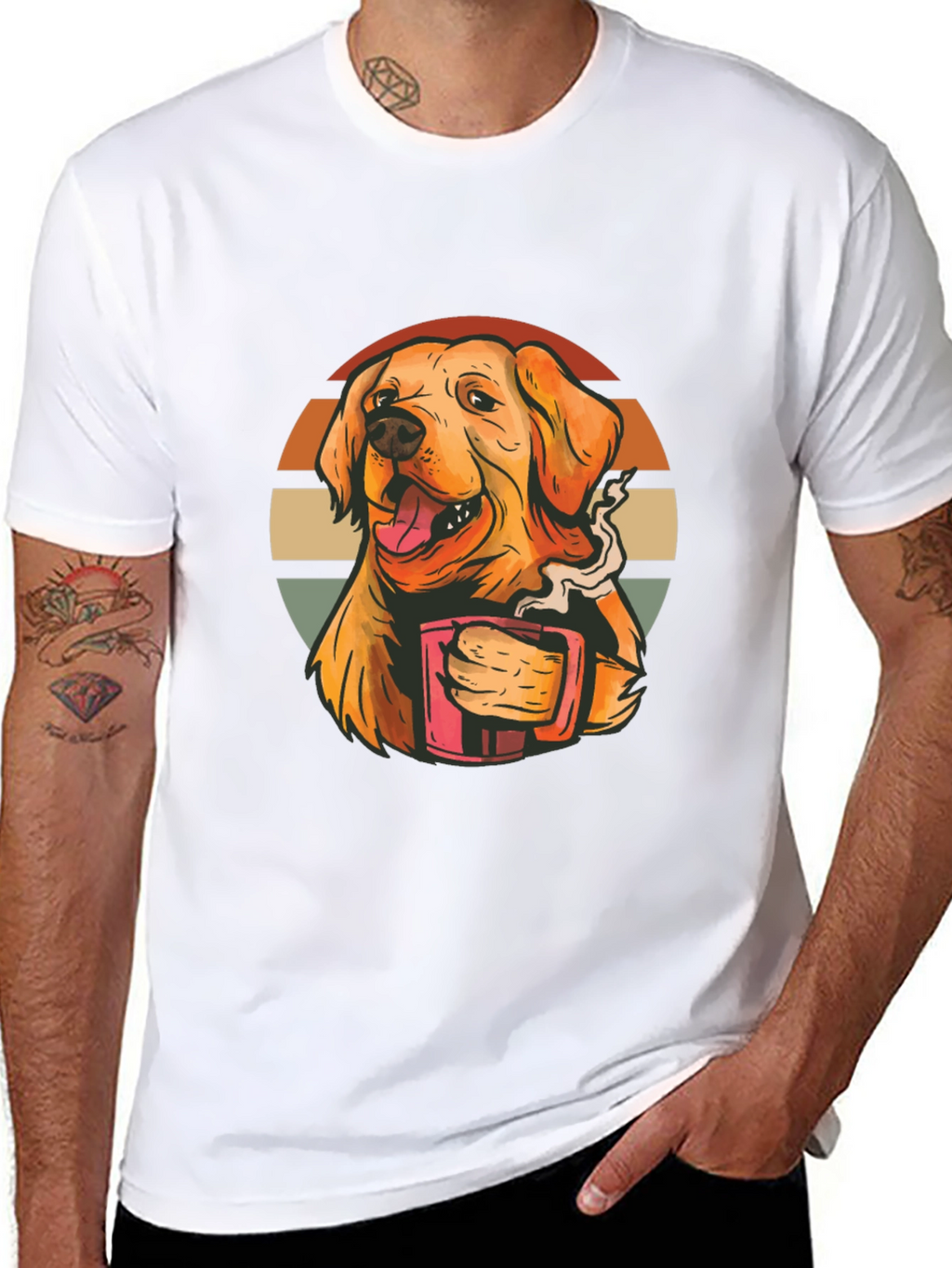 Dog Lover Tee: Golden Retriever Coffee Graphic T-Shirt