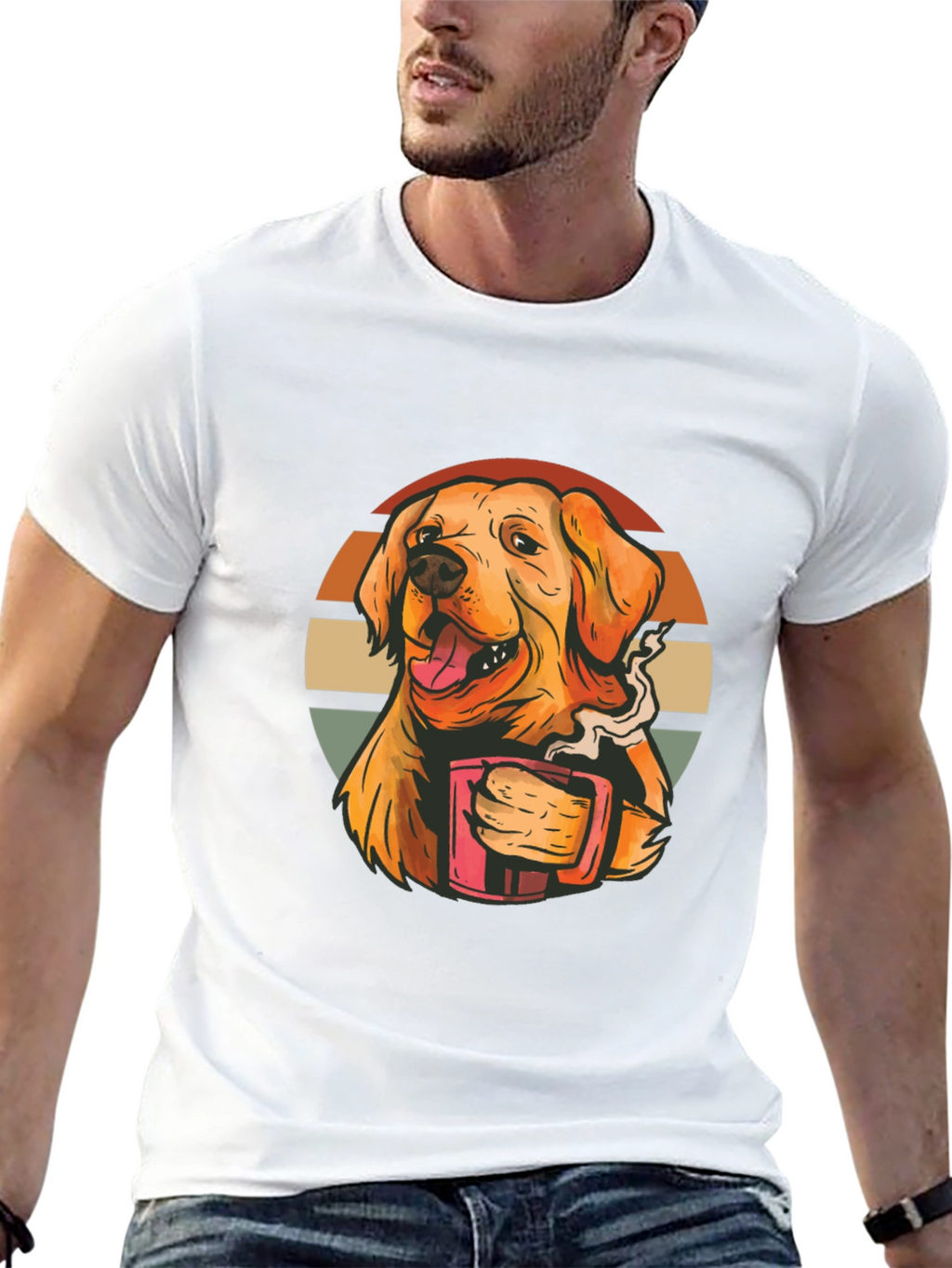 Dog Lover Tee: Golden Retriever Coffee Graphic T-Shirt