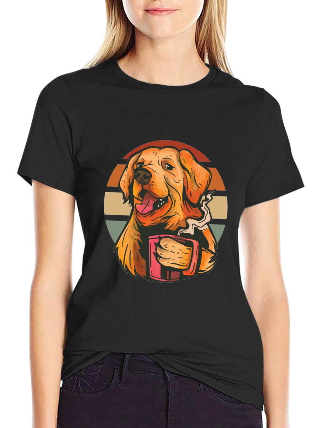 Dog Lover Tee: Golden Retriever Coffee Graphic T-Shirt