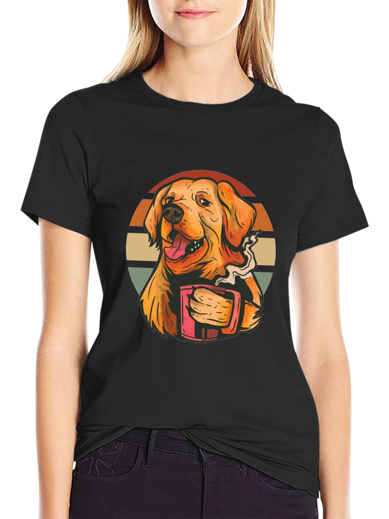 Dog Lover Tee: Golden Retriever Coffee Graphic T-Shirt