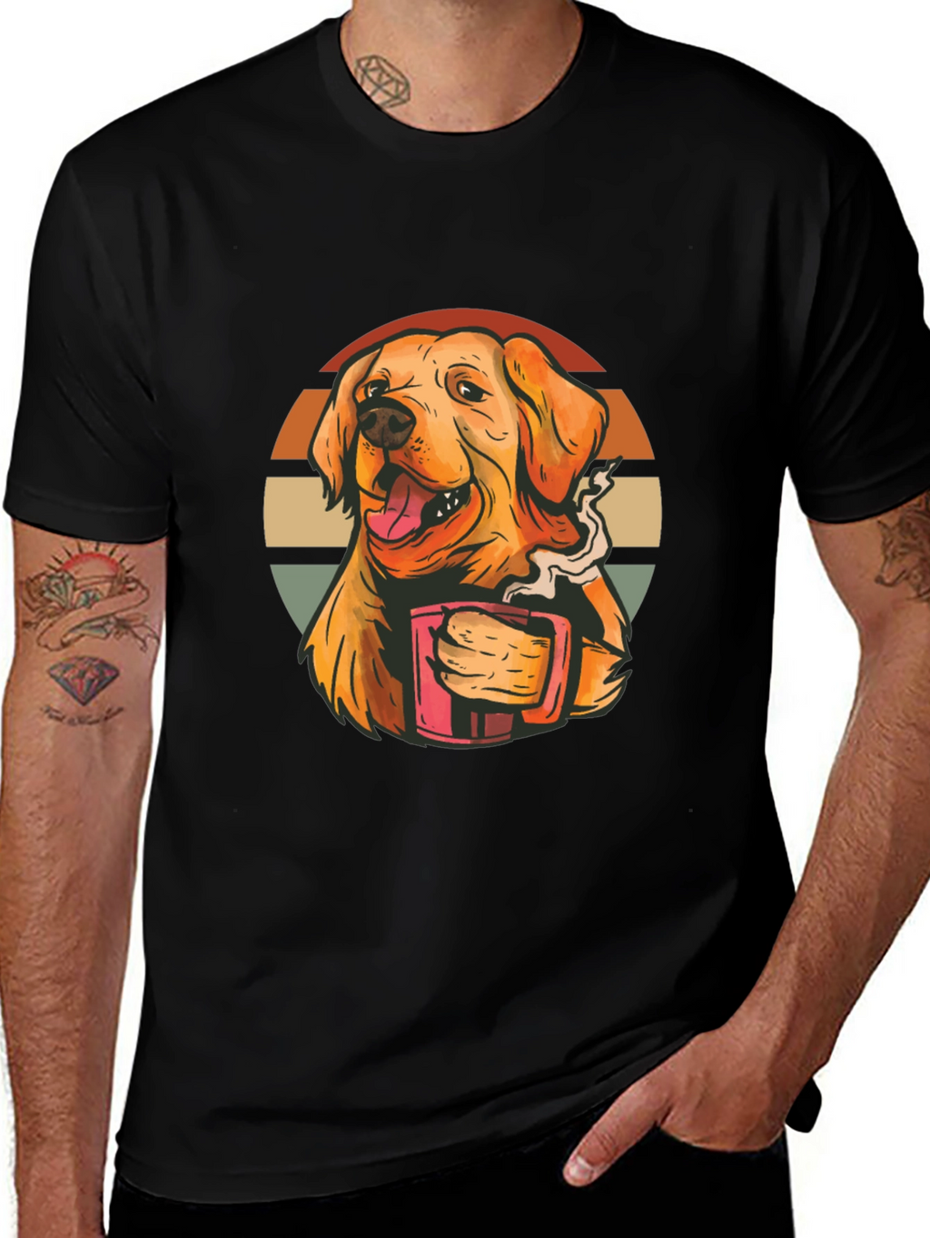 Dog Lover Tee: Golden Retriever Coffee Graphic T-Shirt