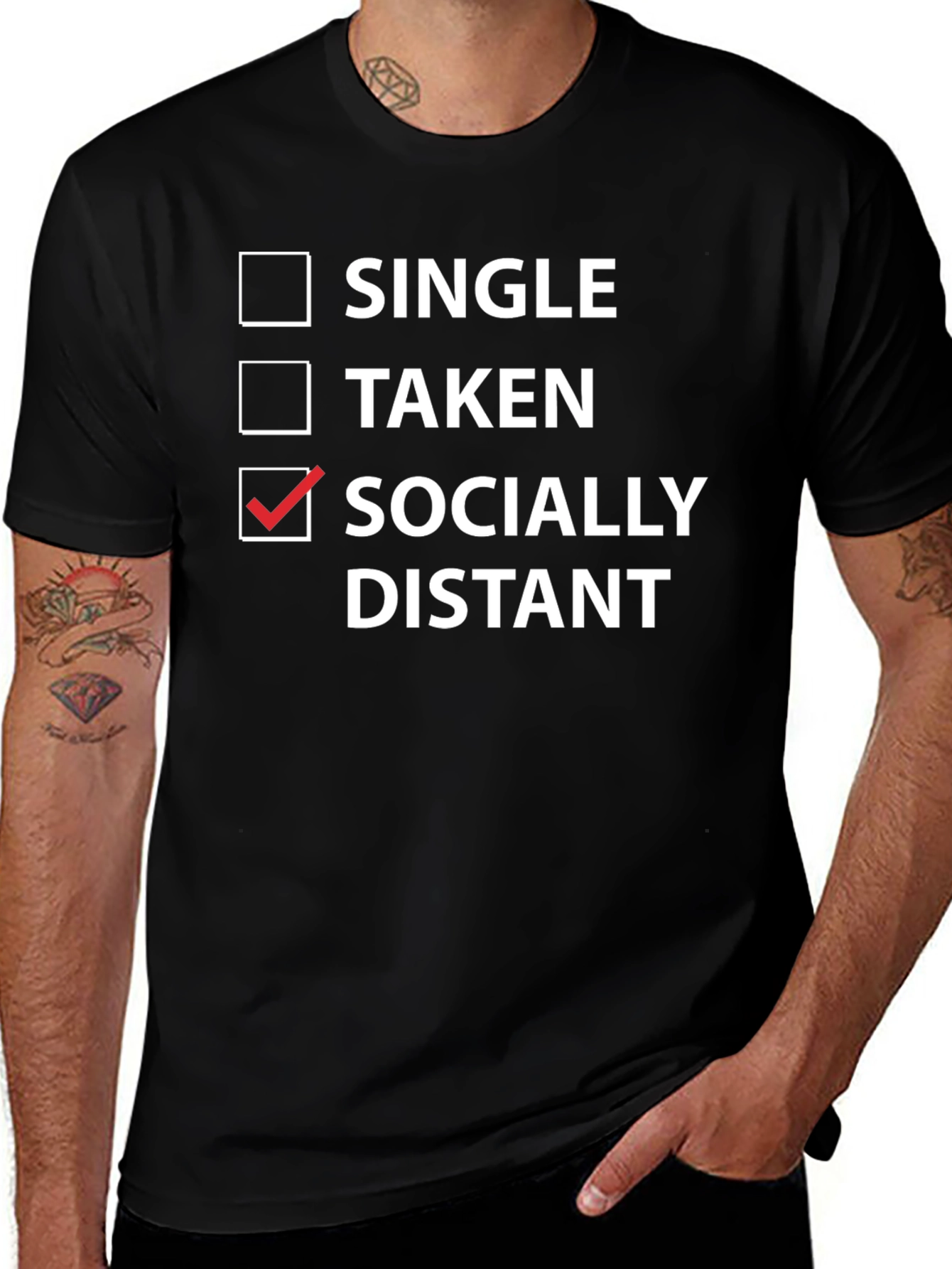 Socially Distant Graphic T-Shirt - Black