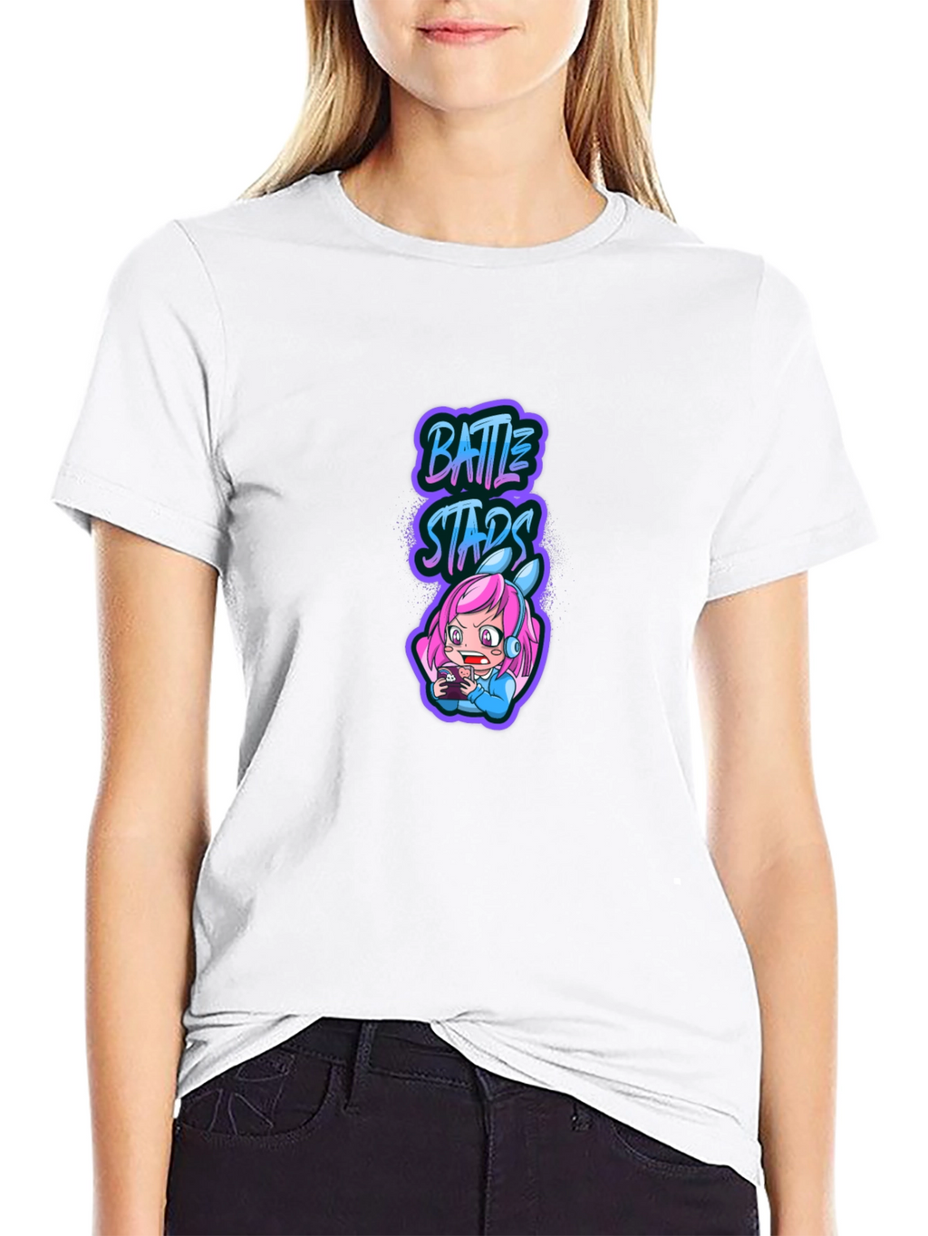Battle Stars Anime Gamer Black T-Shirt