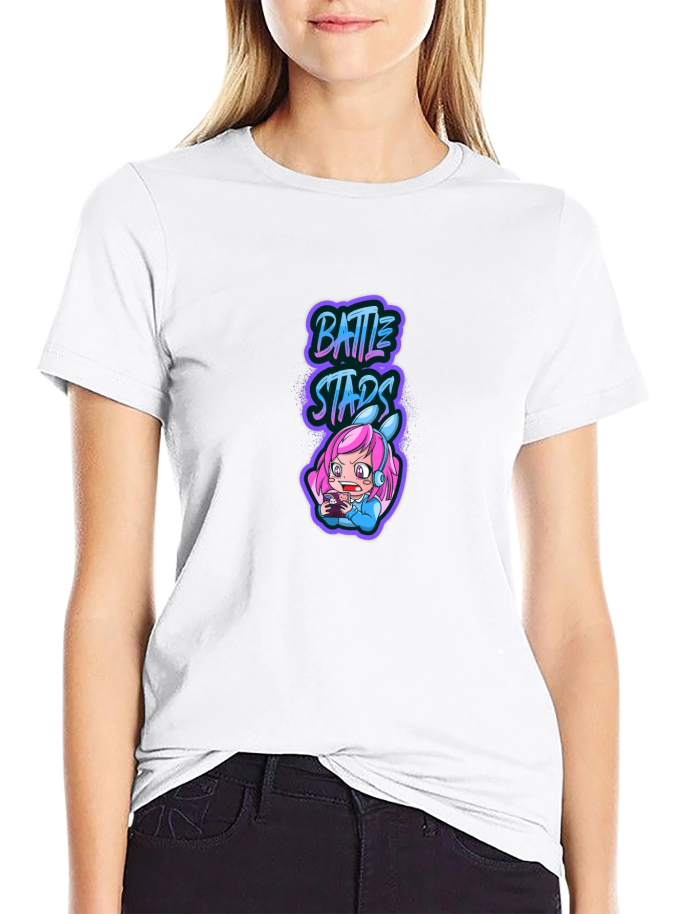 Battle Stars Anime Gamer Black T-Shirt