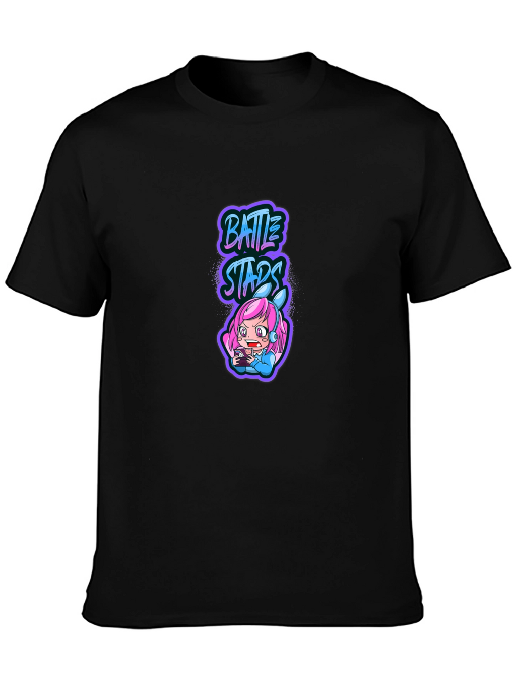 Battle Stars Anime Gamer Black T-Shirt