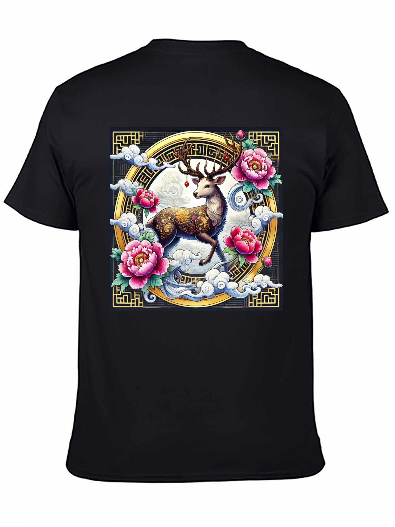 Deer and Peony Graphic Print Tee