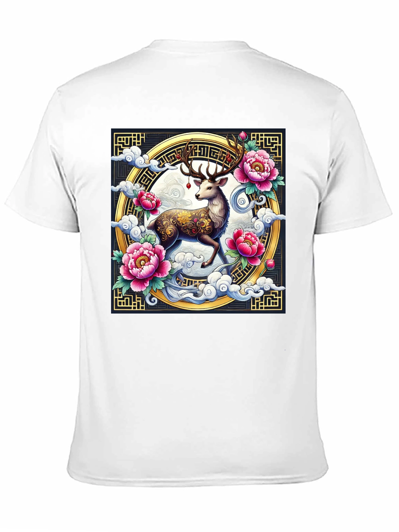 Deer and Peony Graphic Print Tee