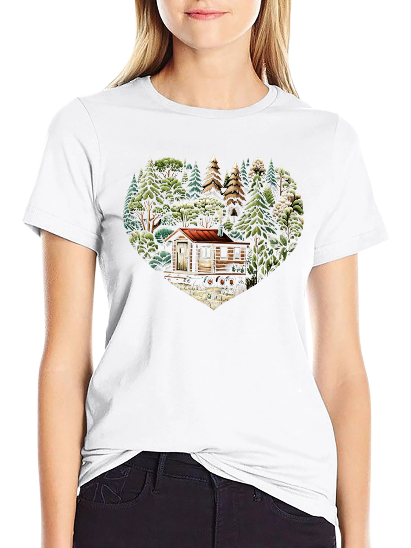 Cabin Heart T-Shirt - Nature Lover Tee