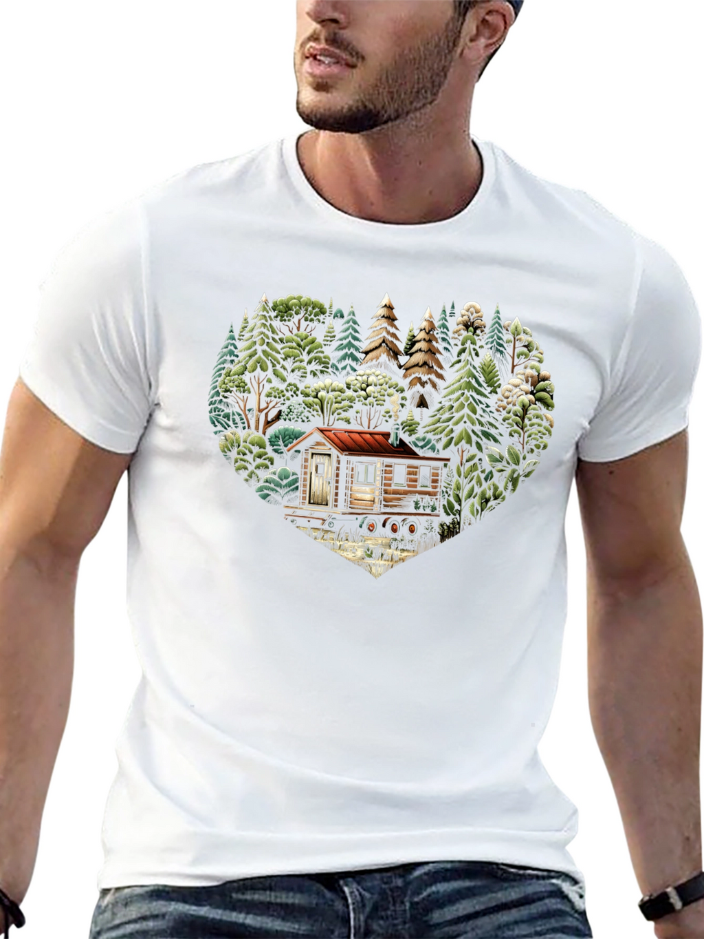 Cabin Heart T-Shirt - Nature Lover Tee