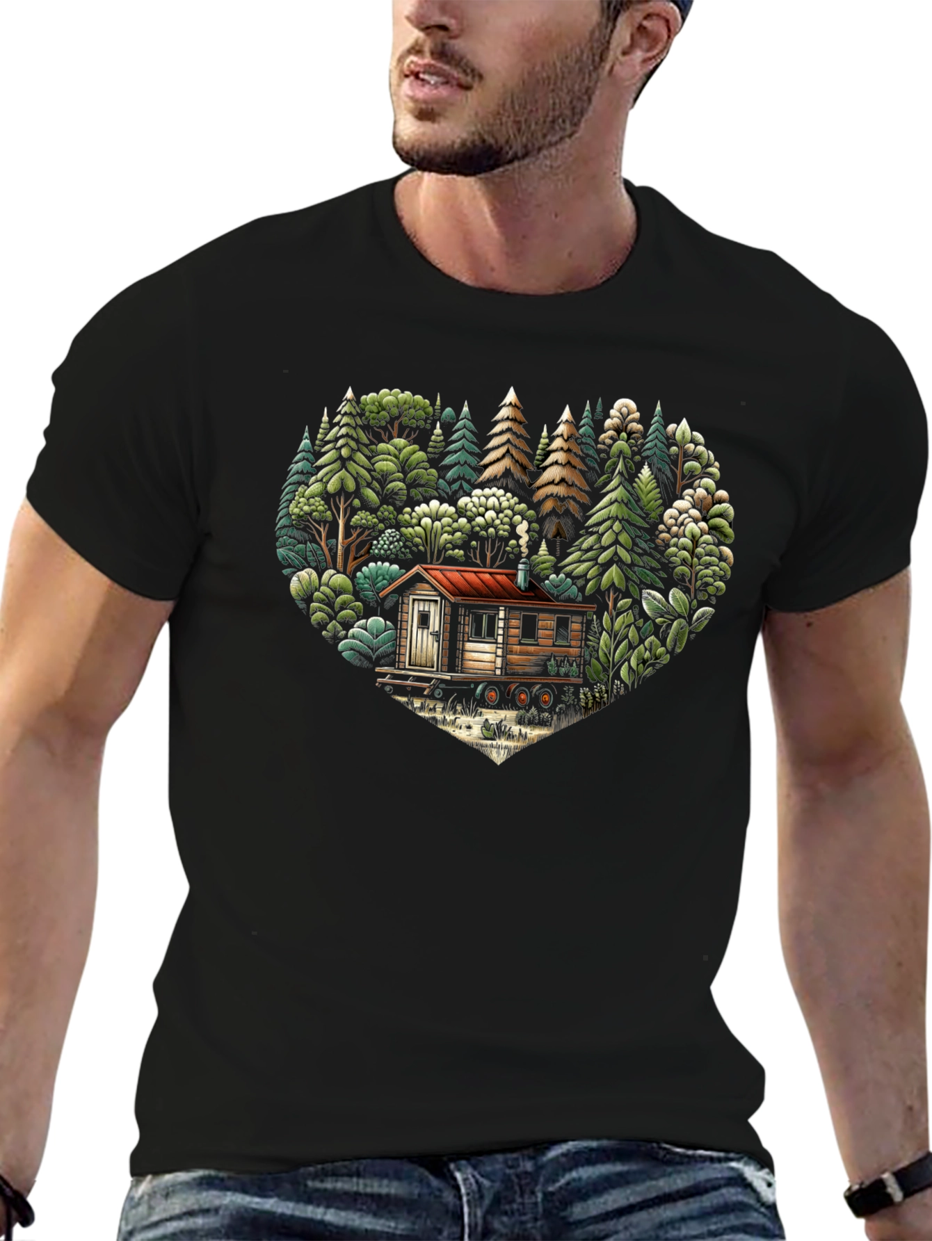 Cabin Heart T-Shirt - Nature Lover Tee