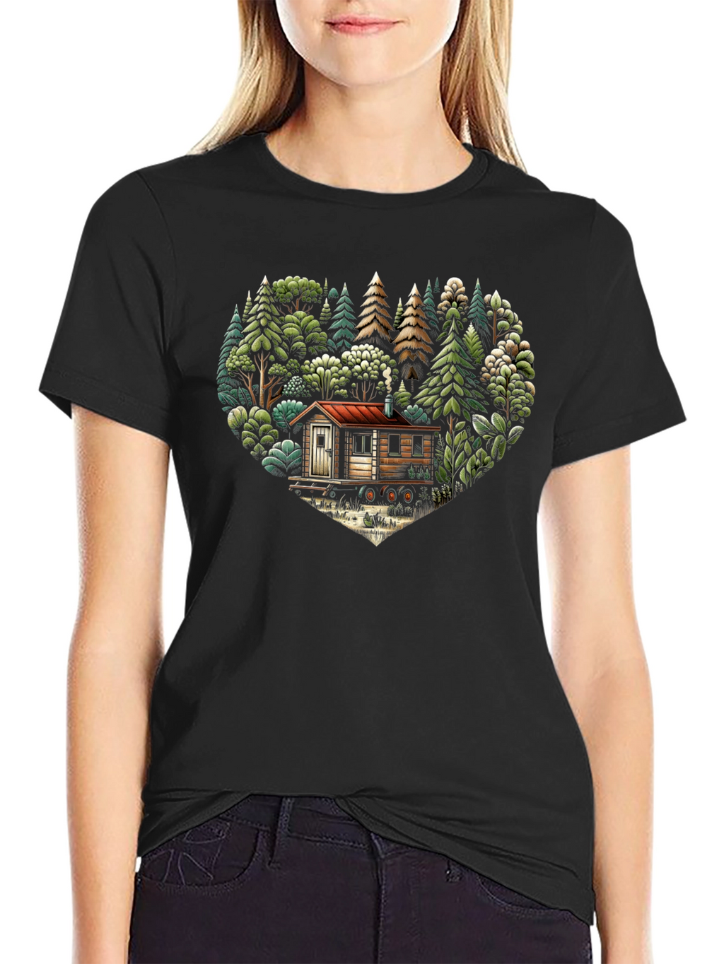 Cabin Heart T-Shirt - Nature Lover Tee
