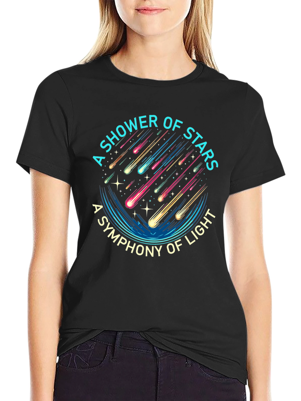 A Shower of Stars Graphic Black T-Shirt