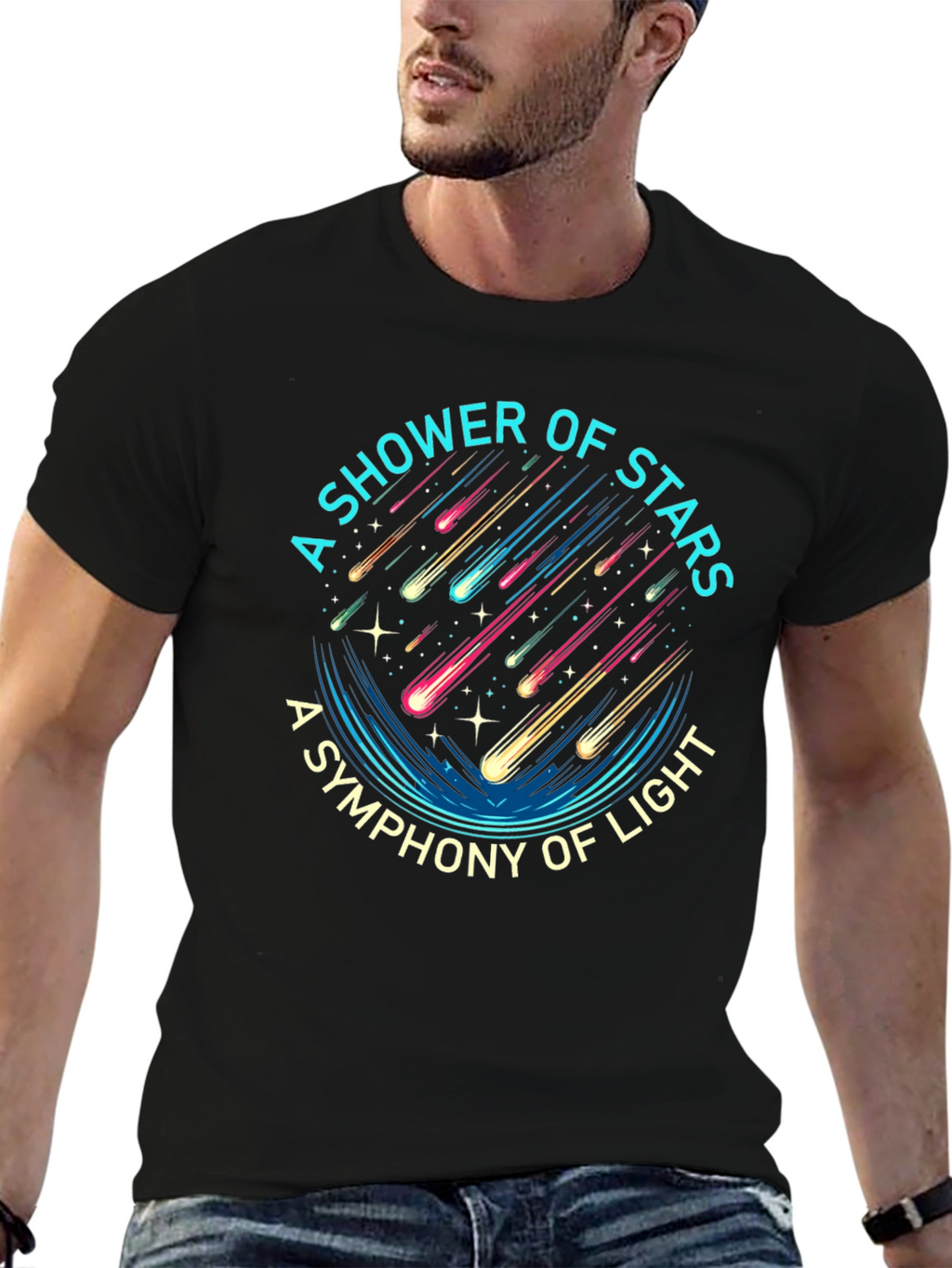 A Shower of Stars Graphic Black T-Shirt
