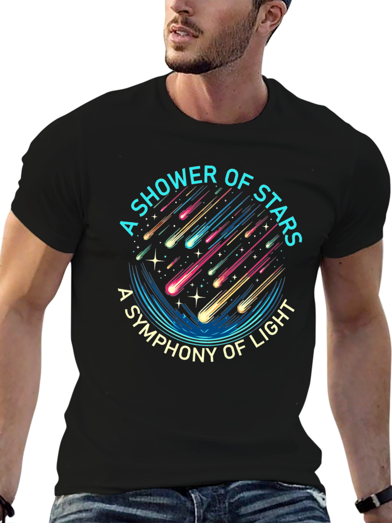 A Shower of Stars Graphic Black T-Shirt