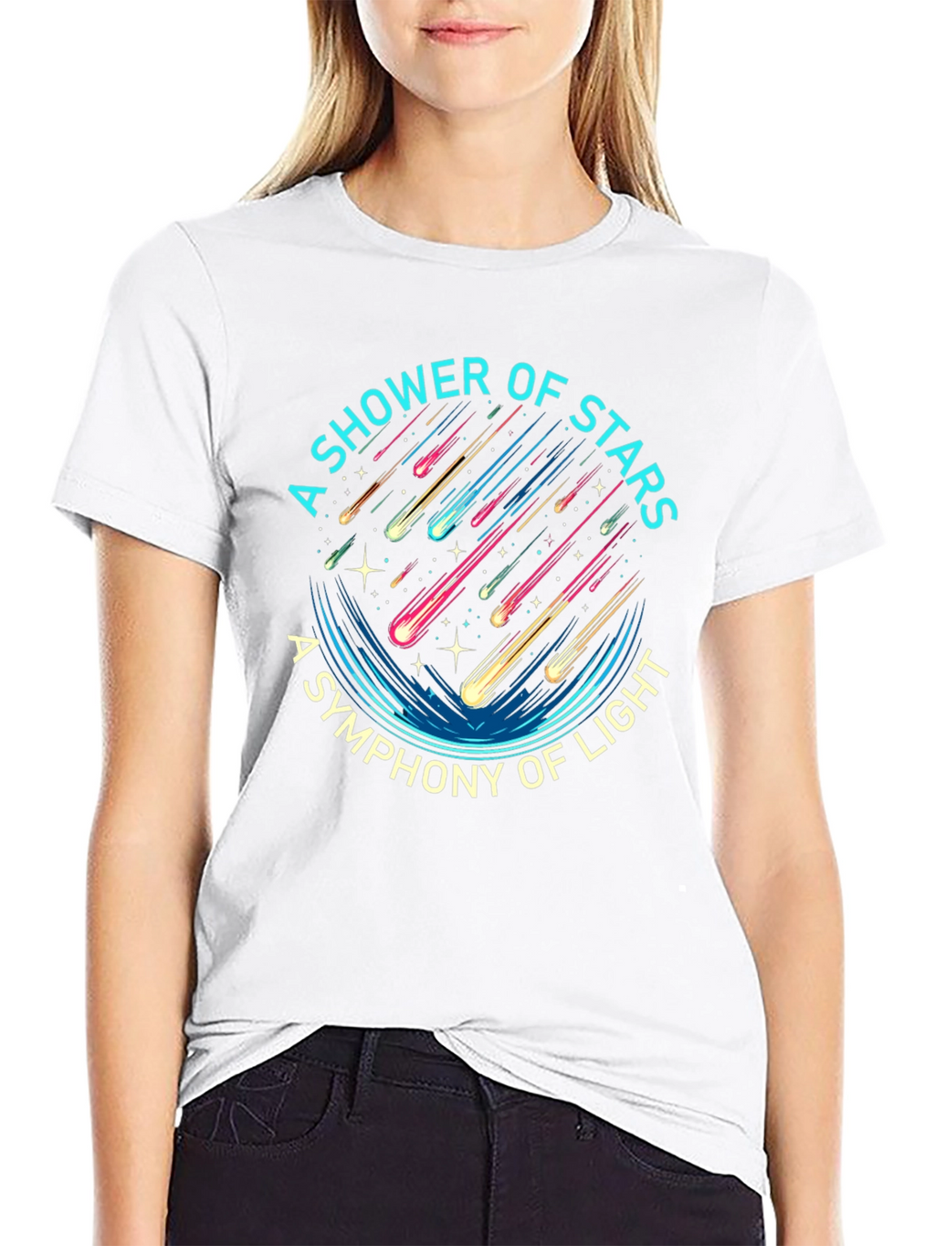 A Shower of Stars Graphic Black T-Shirt