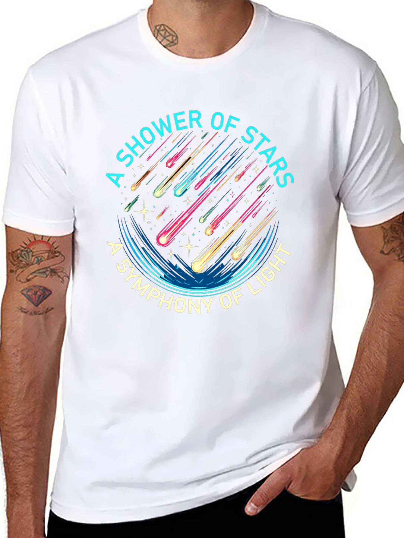 A Shower of Stars Graphic Black T-Shirt