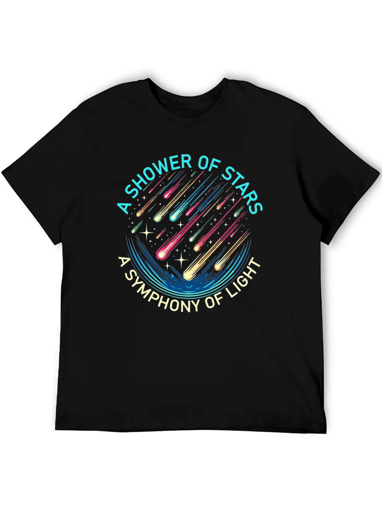 A Shower of Stars Graphic Black T-Shirt