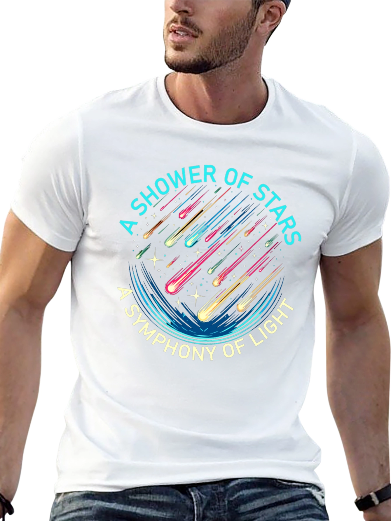 A Shower of Stars Graphic Black T-Shirt