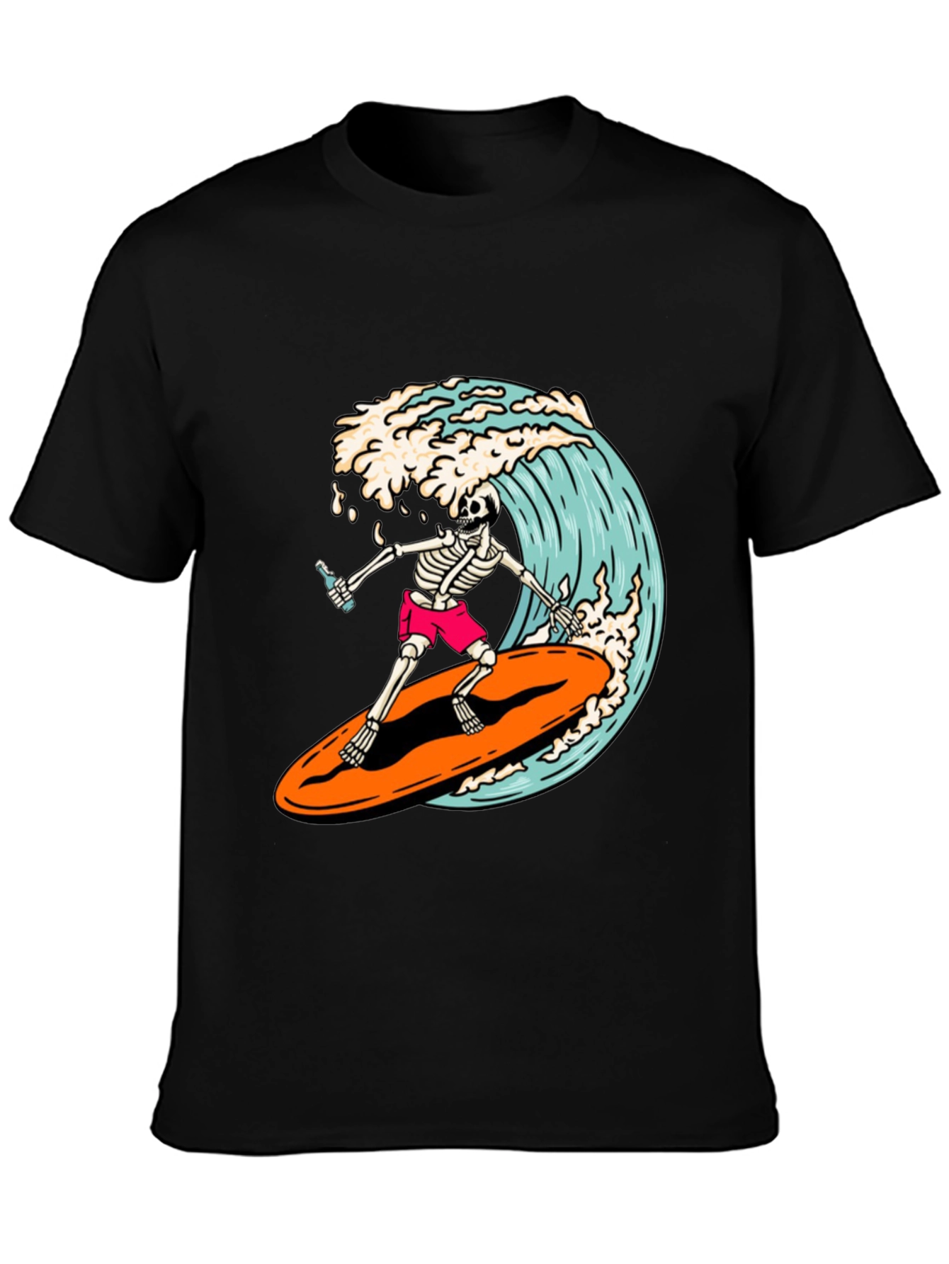 Skeleton Surfer Graphic Tee - Ride the Wave!