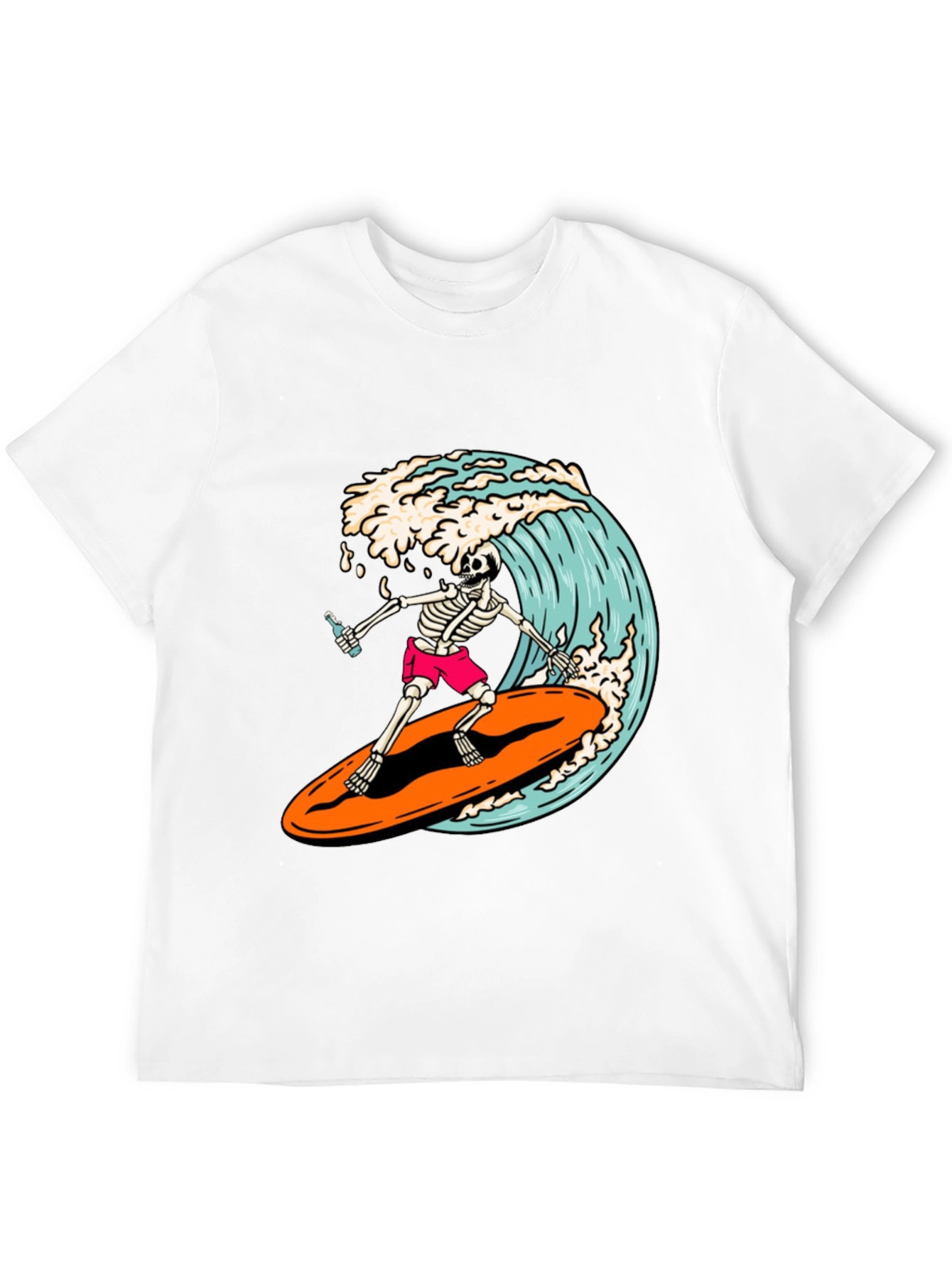 Skeleton Surfer Graphic Tee - Ride the Wave!