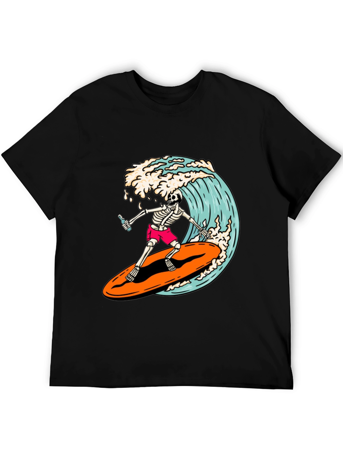 Skeleton Surfer Graphic Tee - Ride the Wave!