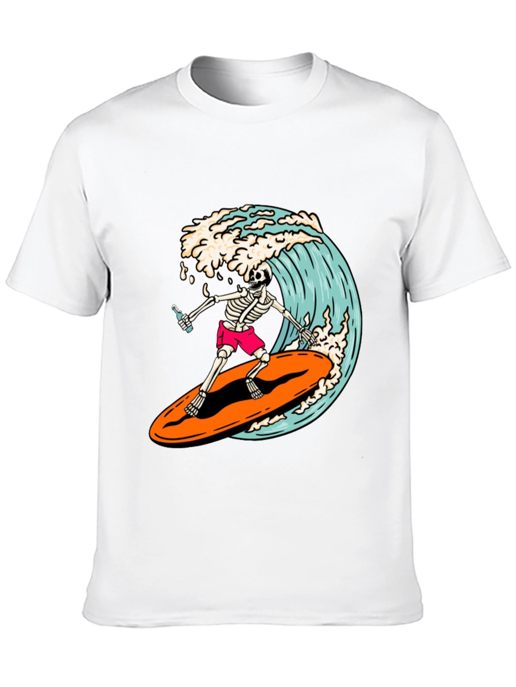 Skeleton Surfer Graphic Tee - Ride the Wave!