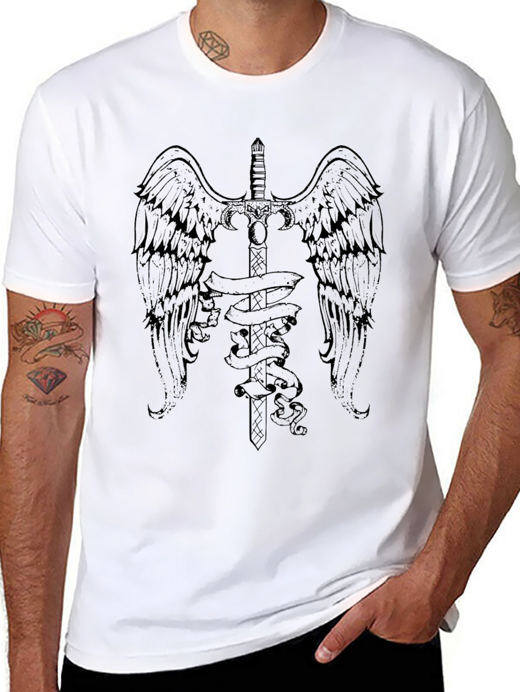 Winged Sword Graphic Tee - Mens Black T-Shirt