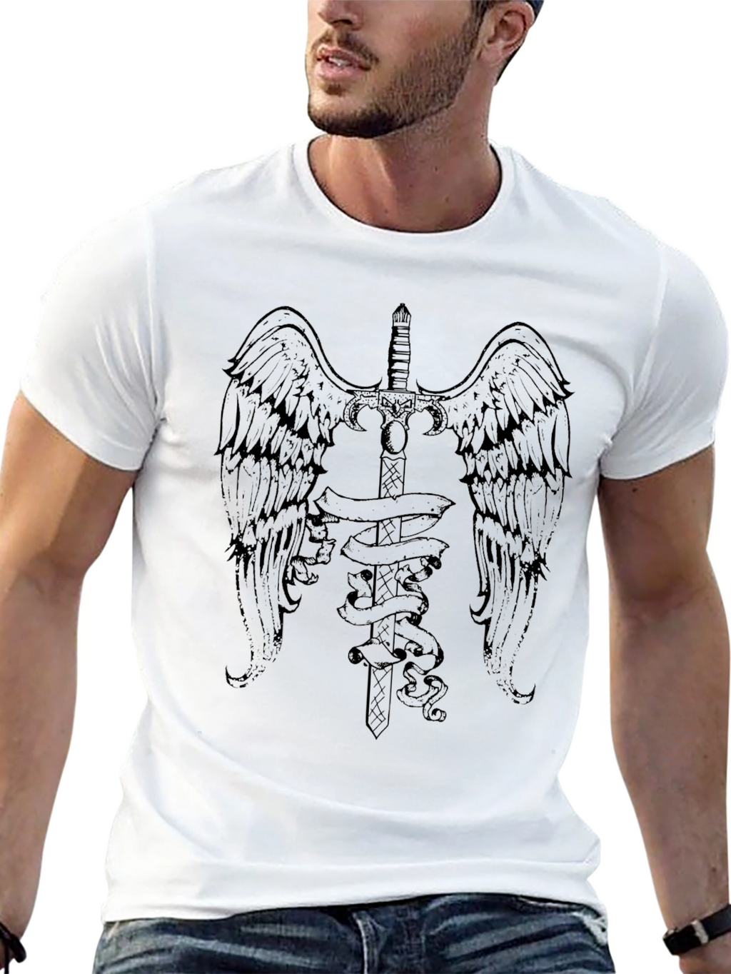 Winged Sword Graphic Tee - Mens Black T-Shirt