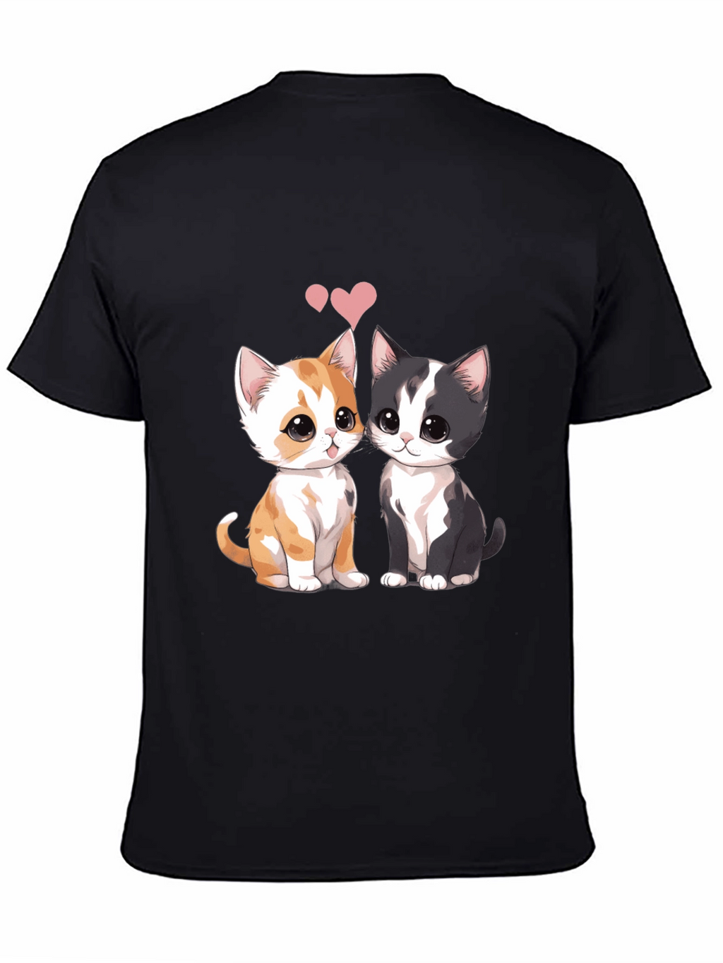 Cute Cats Couple T-Shirt - Black