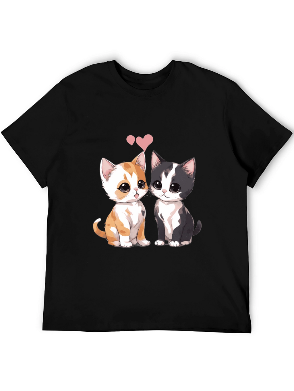 Cute Cats Couple T-Shirt - Black