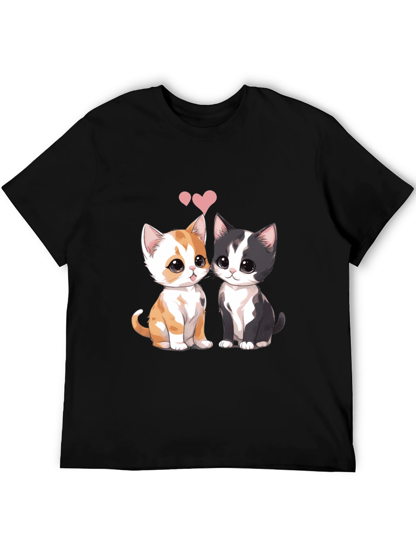 Cute Cats Couple T-Shirt - Black