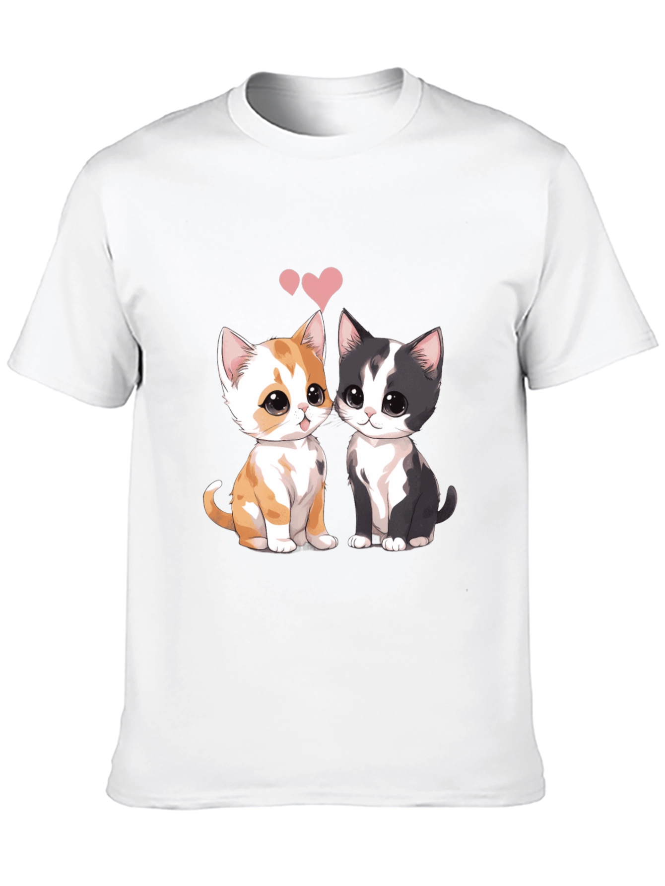 Cute Cats Couple T-Shirt - Black